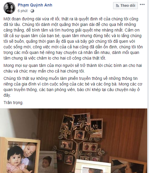 Phạm Quỳnh Anh chính thức xác nhận ly hôn